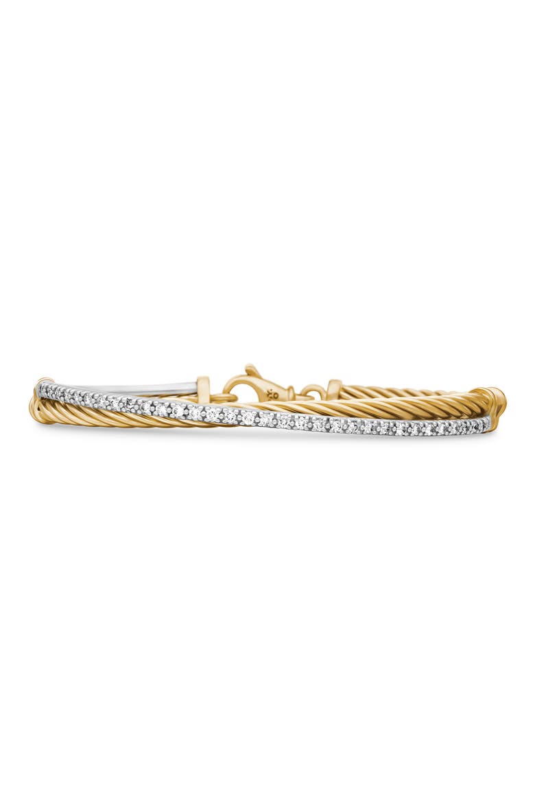 'Crossover' Bracelet with Diamonds in Gold, Main, color, DIAMOND