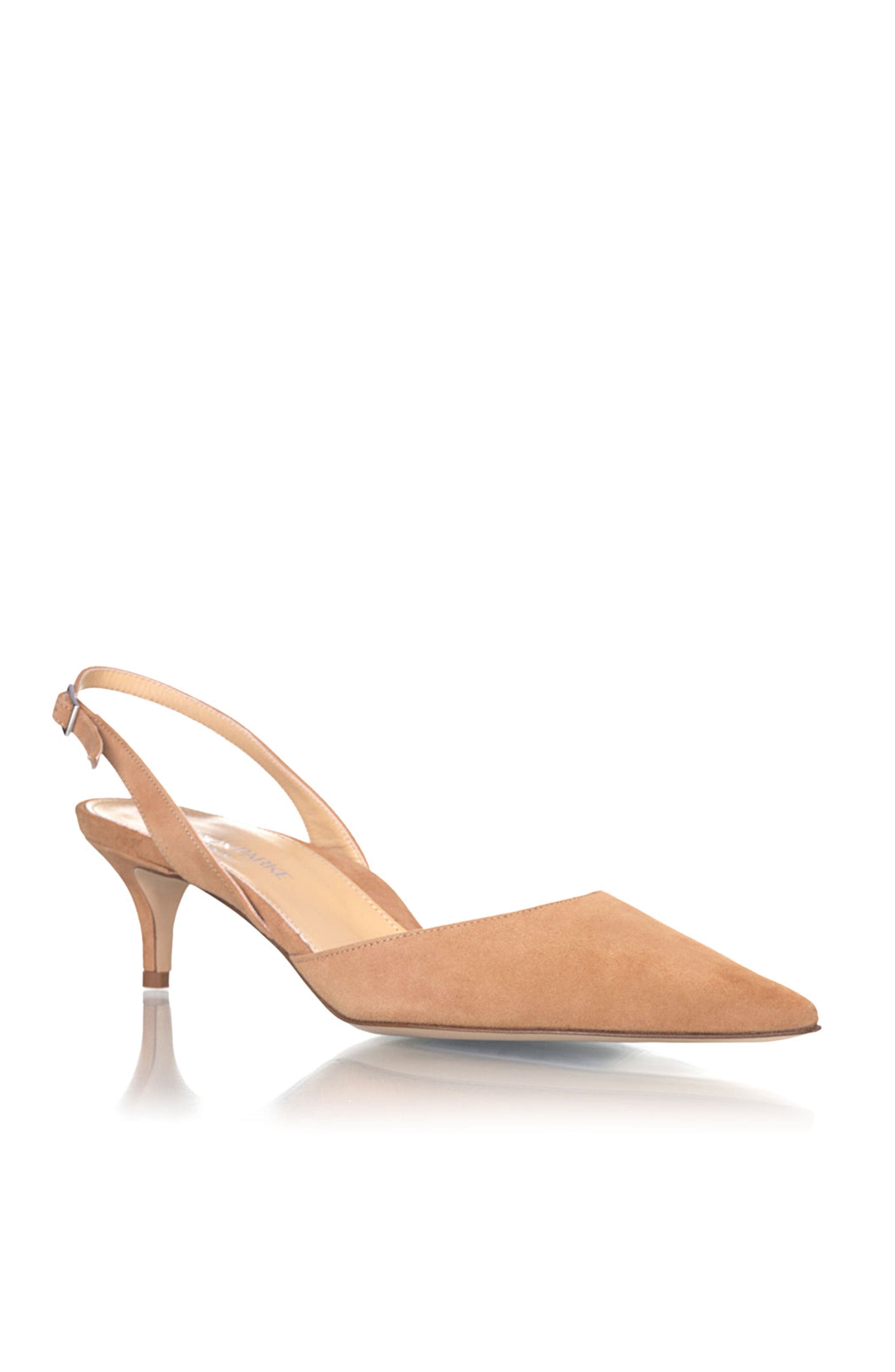 MARION PARKE Classic Slingback 45 Suede, Alternate, color, Caramel
