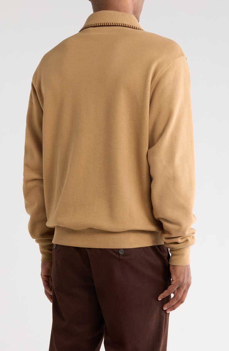 Malbon Golf Maxwell Logo Zip-Up Cotton Graphic Sweatshirt, Alternate, color, Light Brown