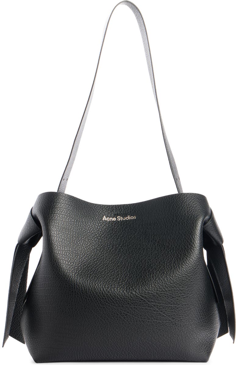 Acne Studios Midi Musubi Leather Shoulder Bag, Main, color, Black