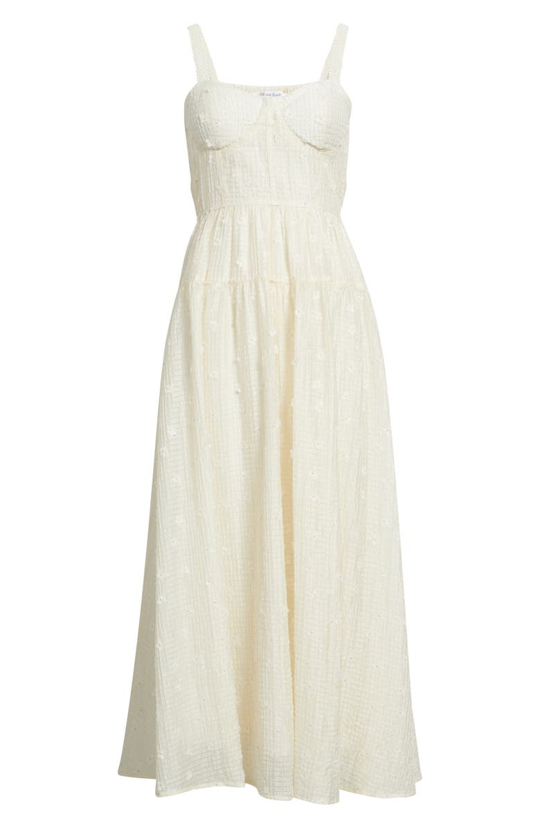 ZOE AND CLAIRE Floral Appliqué Midi Dress, Alternate, color, Cream