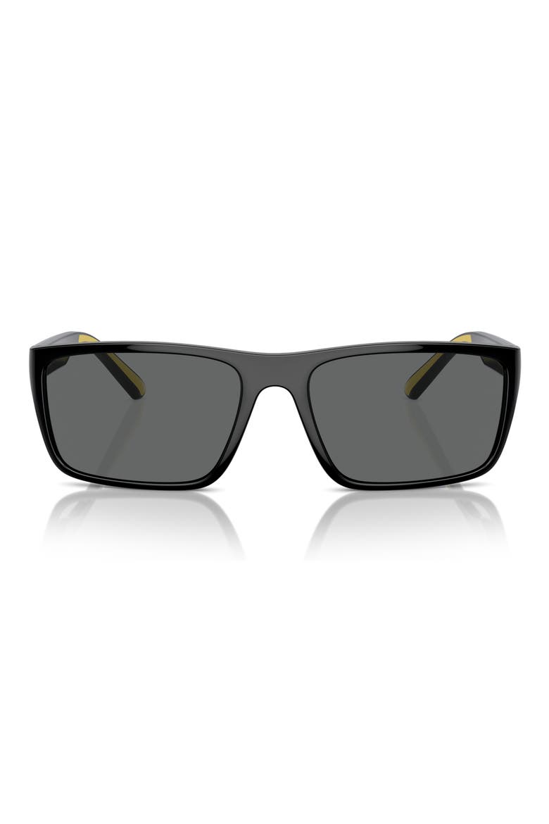 59mm Rectangular Sunglasses, Main, color, BLACK