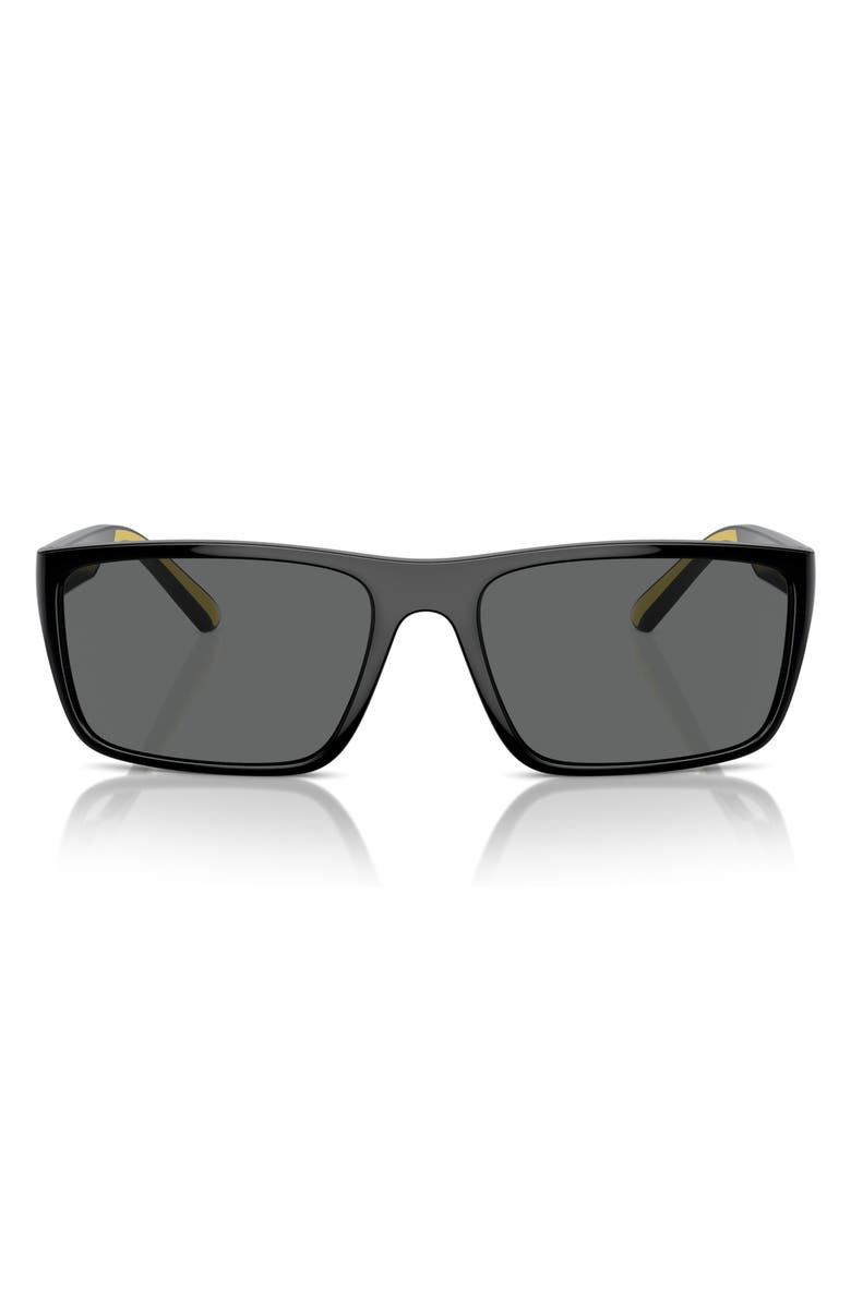 Scuderia Ferrari 59mm Rectangular Sunglasses, Main, color, Black