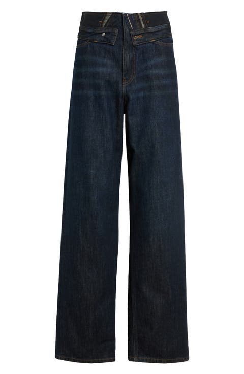 Layered Waist Wide Leg Jeans