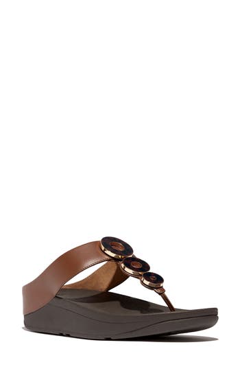 Fitflop Fino Platform Wedge Flip Flop In Rich Brown