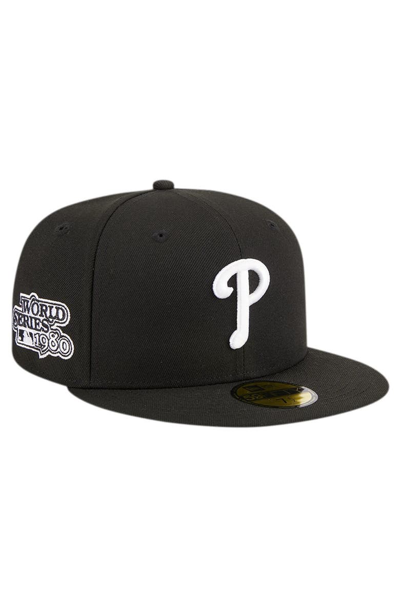 New Era Men's New Era Black Philadelphia Phillies Logo 59FIFTY Fitted Hat, Main, color,