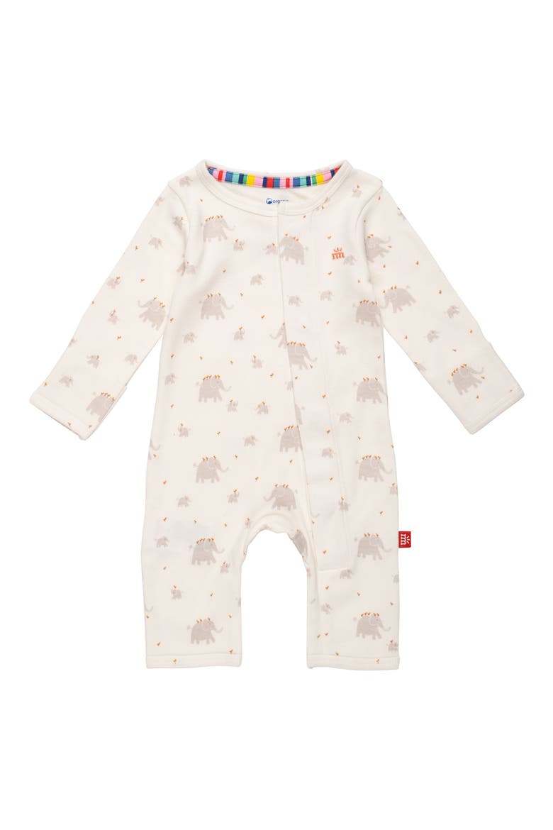 Little Peanut Organic Cotton Magnetic Coverall, Main, color, WHITE