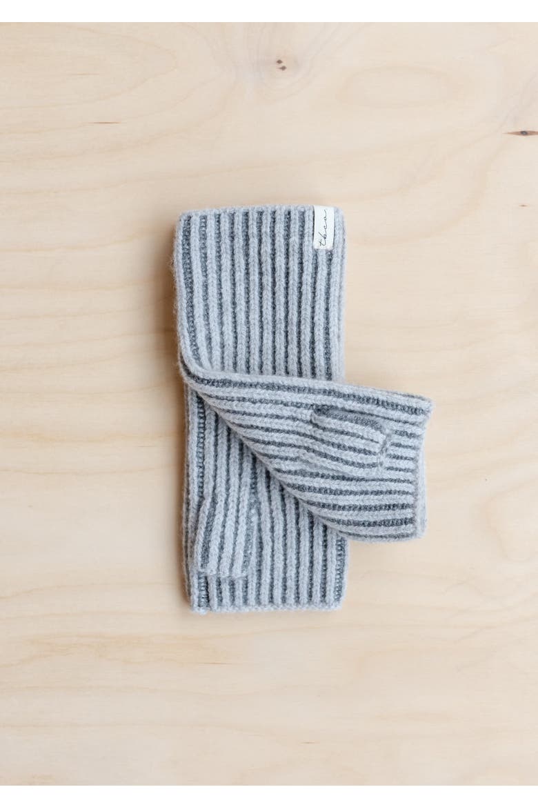 Cashmere & Merino Ribbed Two-Tone Wrist Warmers, Alternate, color, Charcoal Two-Tone