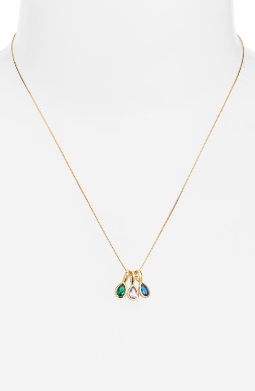 Set & Stones Multi Birthstone Teardrop Charm Necklace In Gold
