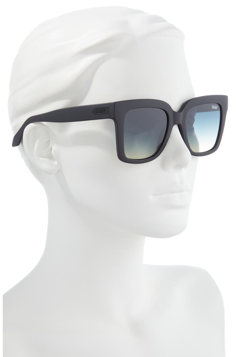 Icy 51mm Gradient Square Sunglasses, Alternate, color, MTBLK SMKGRN