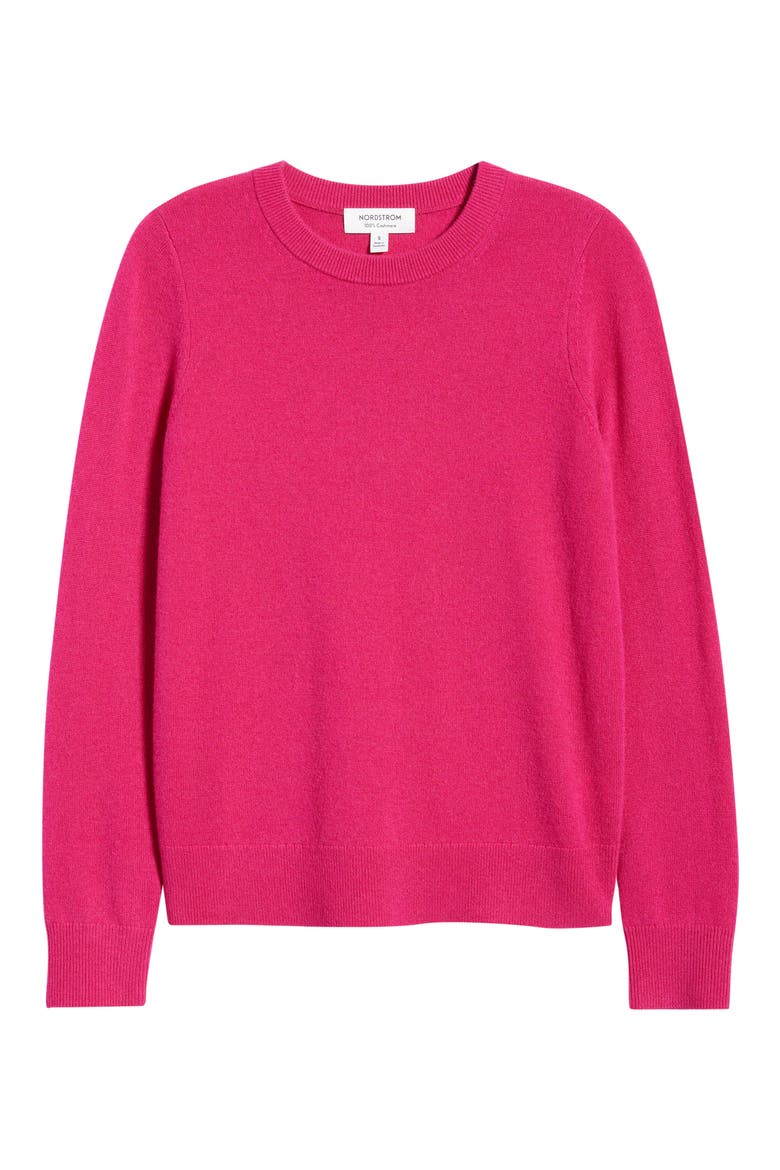 Cashmere Crewneck Sweater, Alternate, color, RED JAZZY