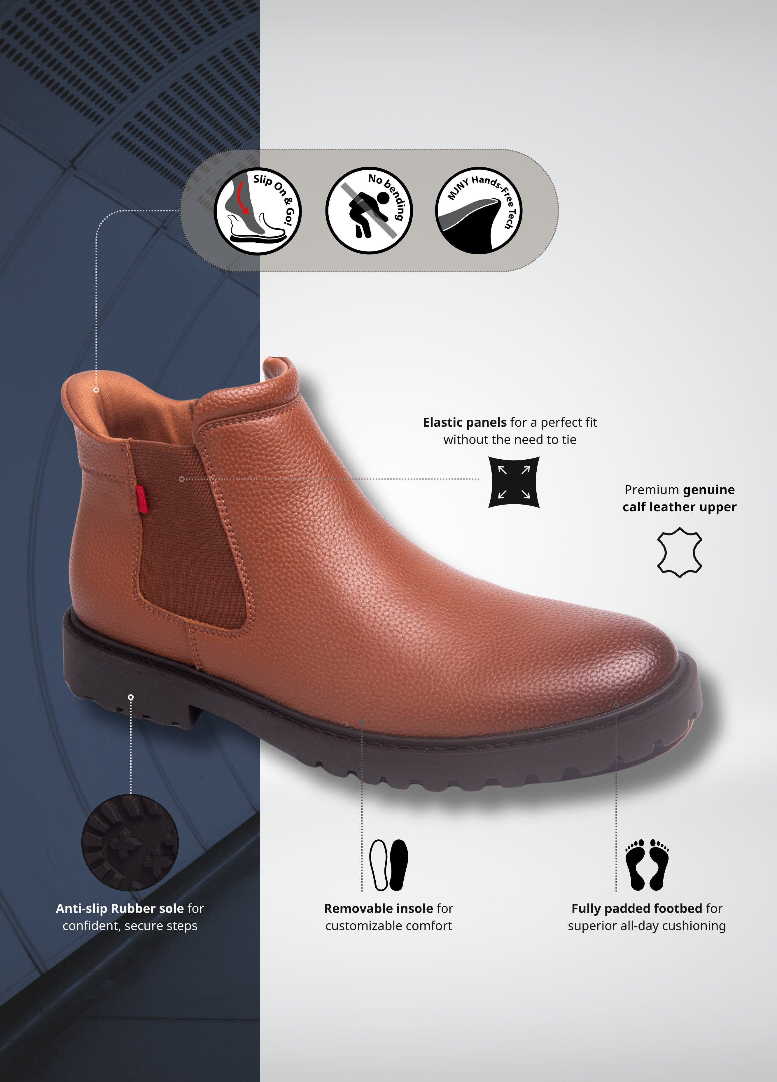 Hudson Yards 2.0 Hands Free Technology Leather Chelsea Boot, Alternate, color, Cognac Grainy Leather