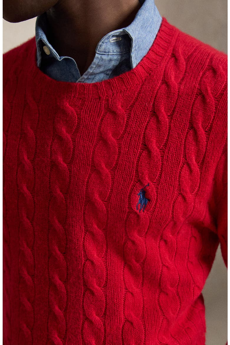 Wool & Cashmere Cable Knit Sweater, Alternate, color, RED