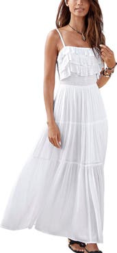 LASCANA Women's Ruffle Tie Back Maxi Dress