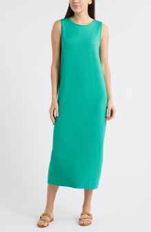 Round Neck Oval Stretch Sleeveless Midi Dress