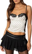 EDIKTED Mallie Polka Dot Lace Trim Corset Top