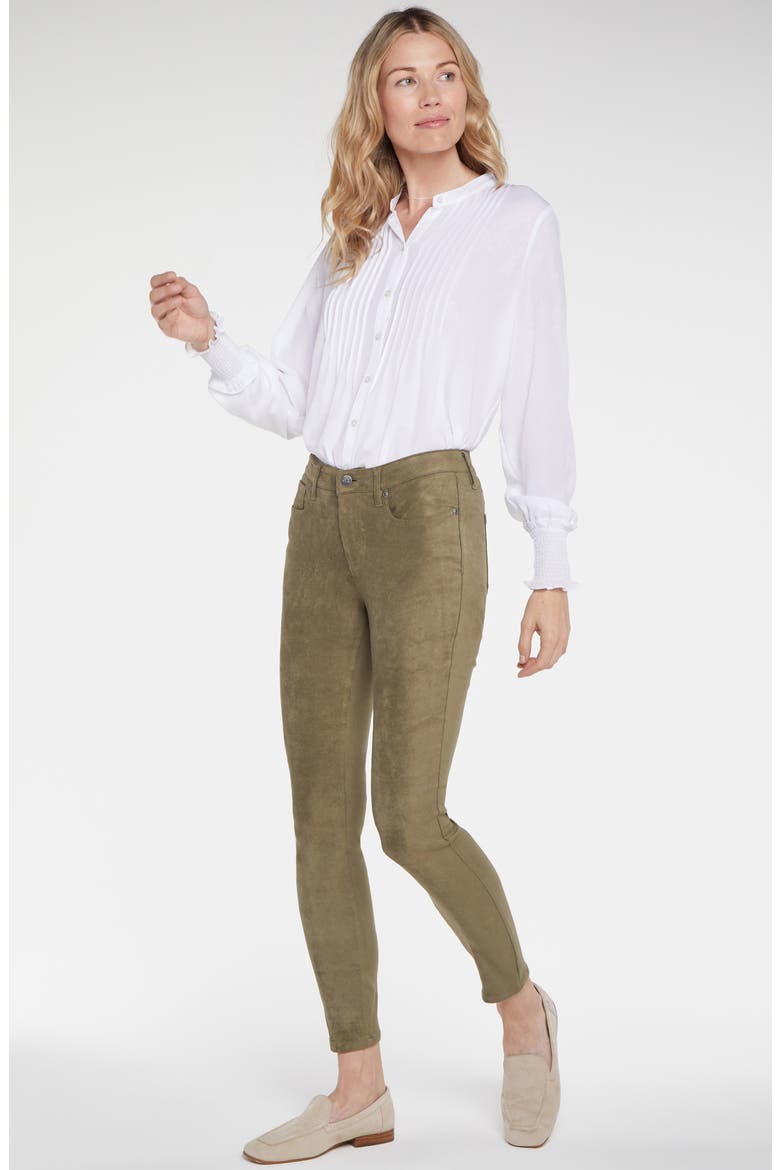 Ami Faux Suede Ankle Skinny Pants, Alternate, color, MOSS