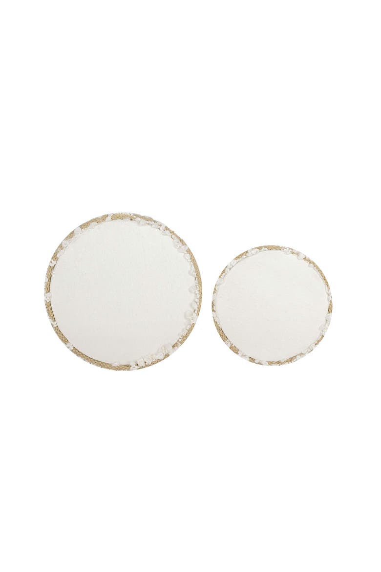 Set of 2 Hand Woven Boucle Bins White, Alternate, color, White