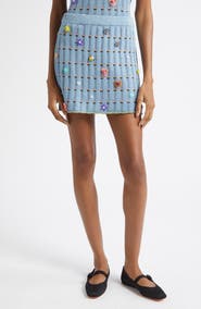 YanYan Dotty Embellished Cotton Rib Miniskirt