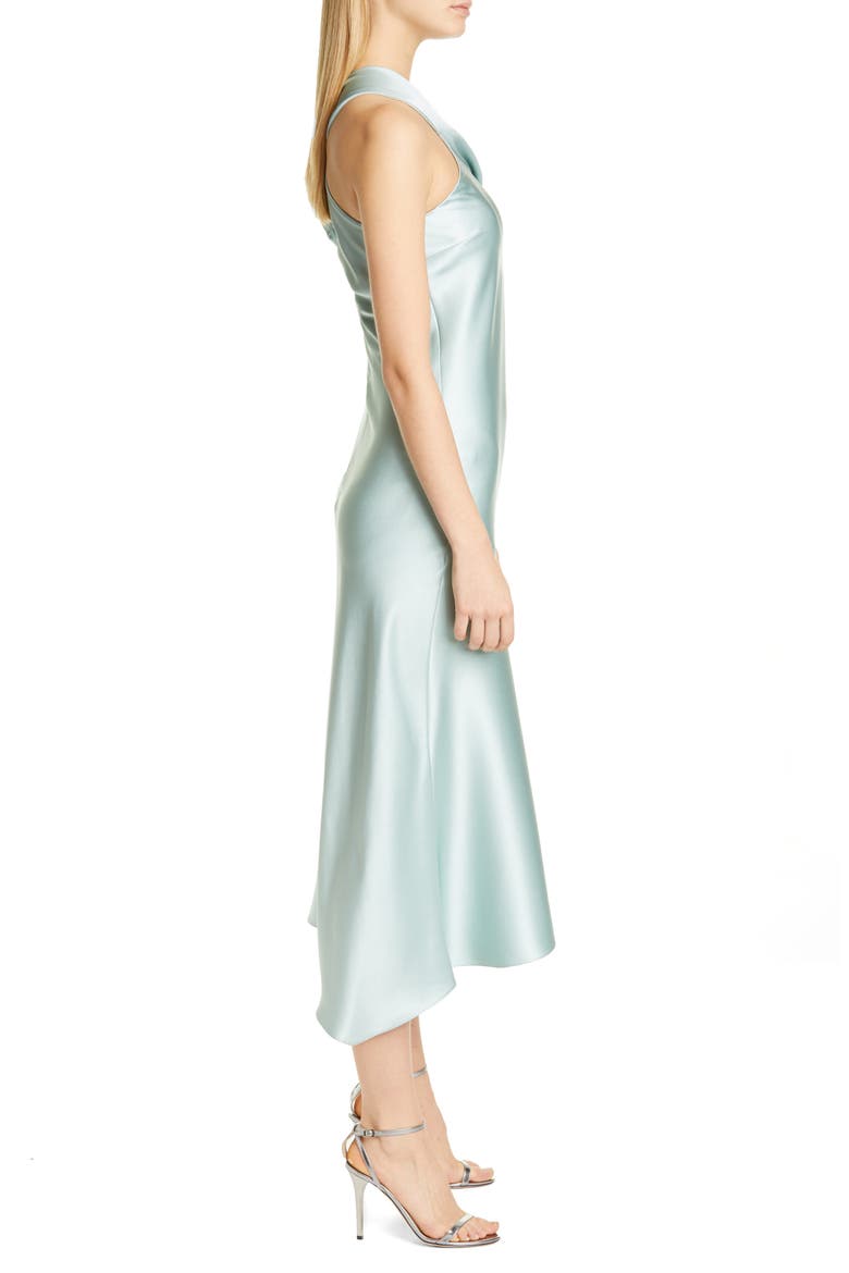 One-Shoulder Silk Satin Slipdress, Alternate, color, JADE