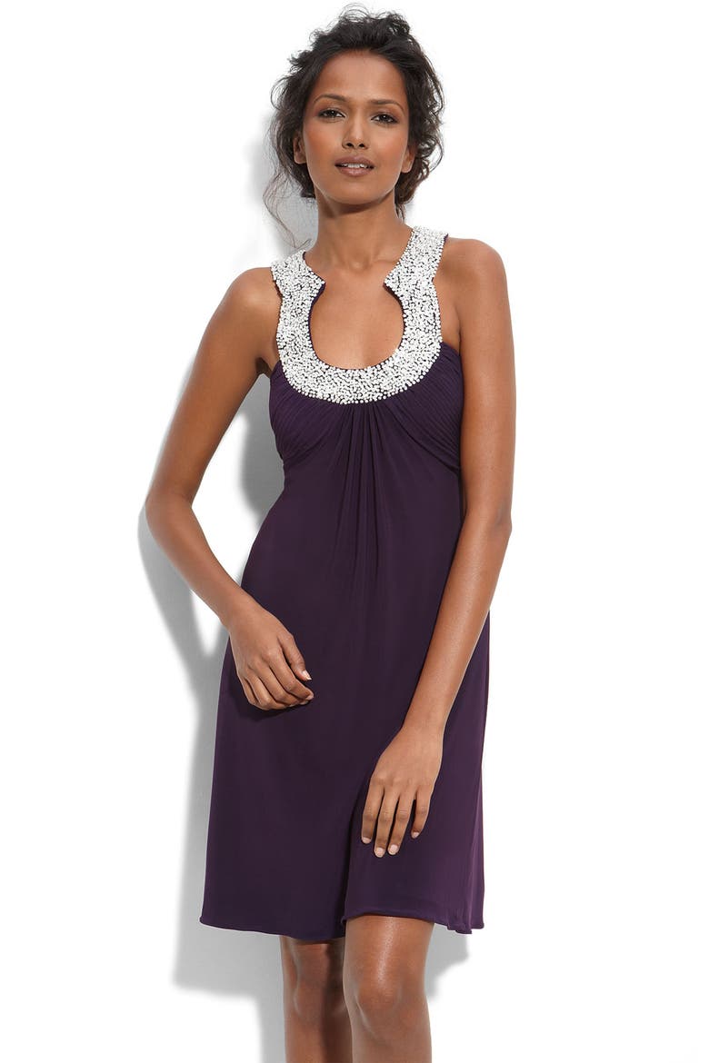 Embellished Matte Jersey Dress, Main, color, PLUM