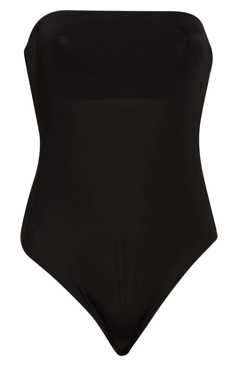 Alice + Olivia Bandeau Strapless Bodysuit, Main, color, Black