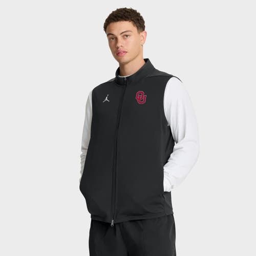 Jordan Brand Black Oklahoma Sooners Primetime Victory Performance Full-zip Vest In Blue