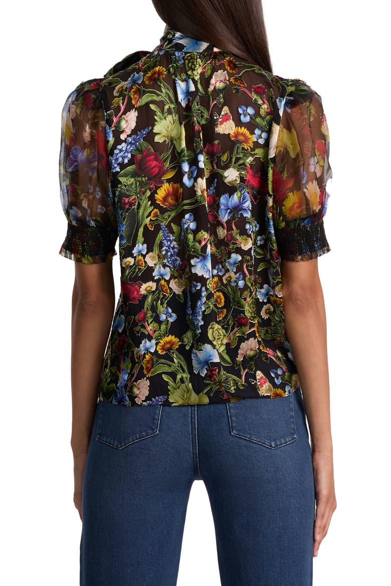 Brentley Floral Tie Neck Button-Up Shirt, Alternate, color, SOCIAL HOUR BLACK