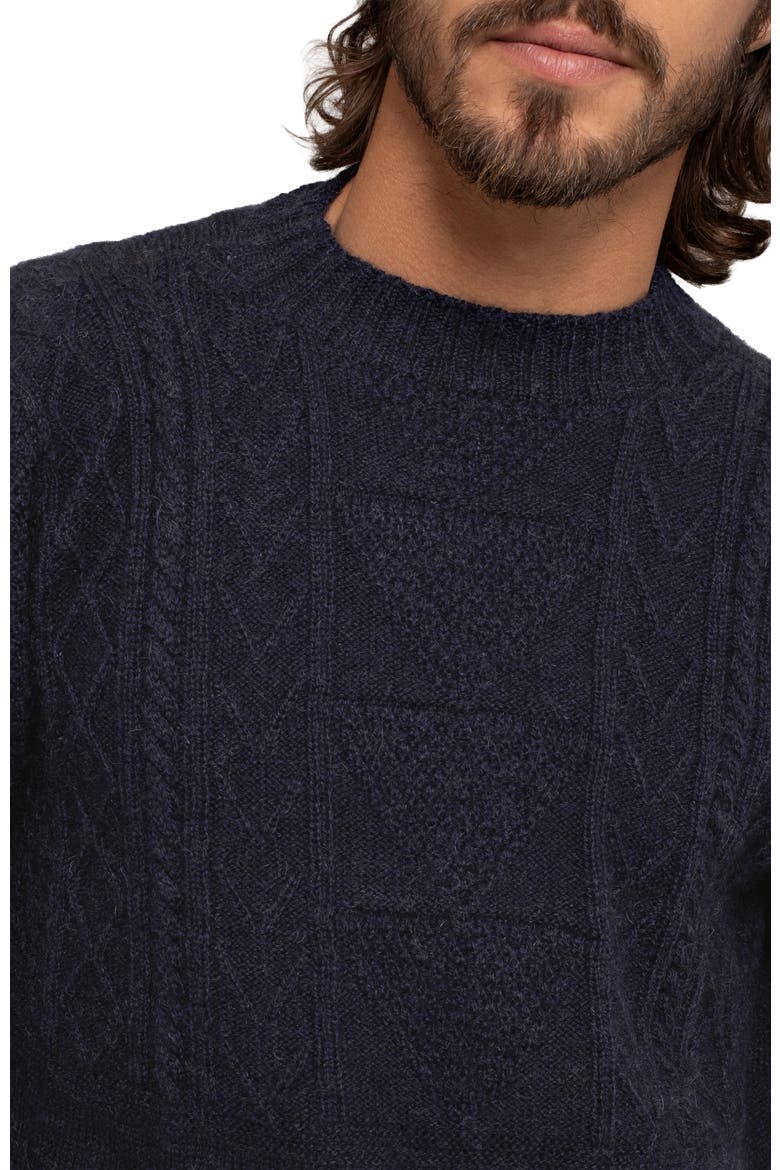 British Wool Gansey Sweater, Alternate, color, DARK NAVY