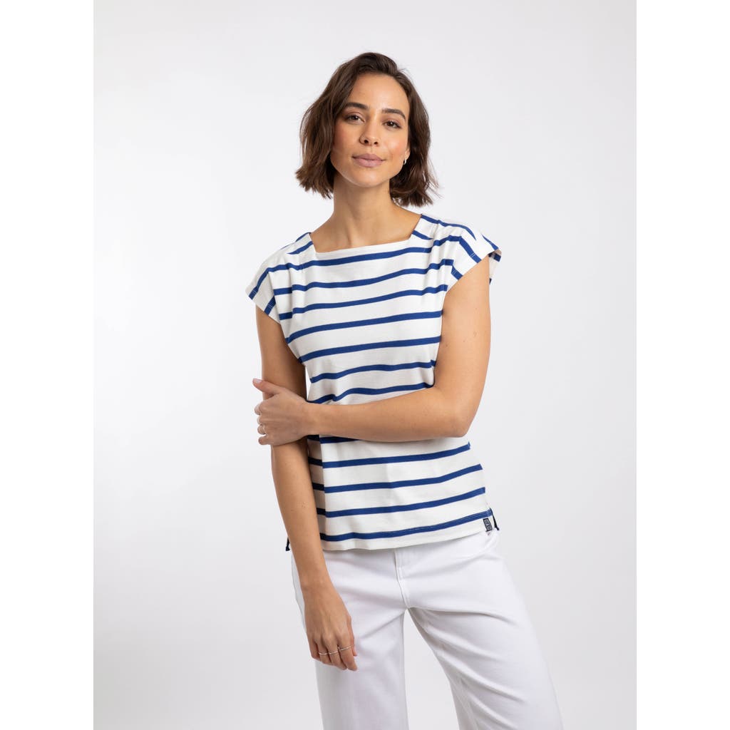 Weird Fish Bowe Striped Jersey T-shirt In White