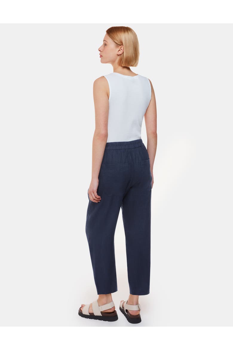 Linen Barrel Leg Trouser, Alternate, color, Navy