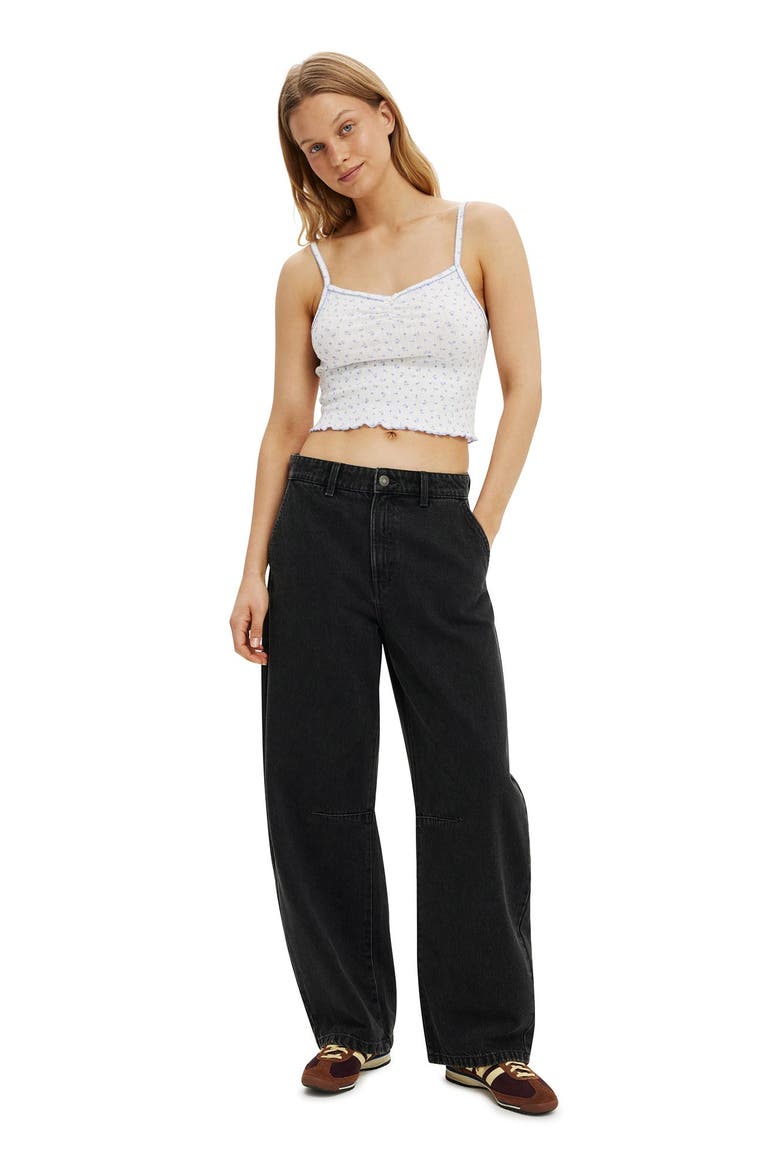 Women's Barrel Jean, Alternate, color, Graphite Black