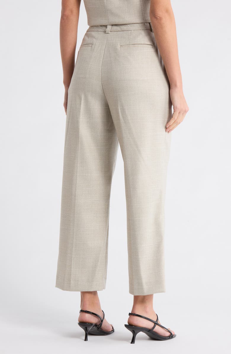 DKNY Mélange Windowpane Crop Pants, Alternate, color, Pebble/ White Combo