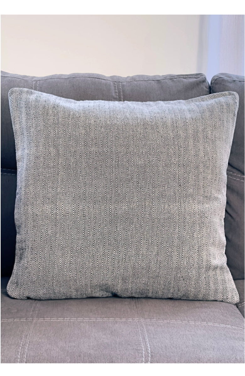 Manushi Zig Zag Woven Pillow - Cover, Alternate, color, Black And White