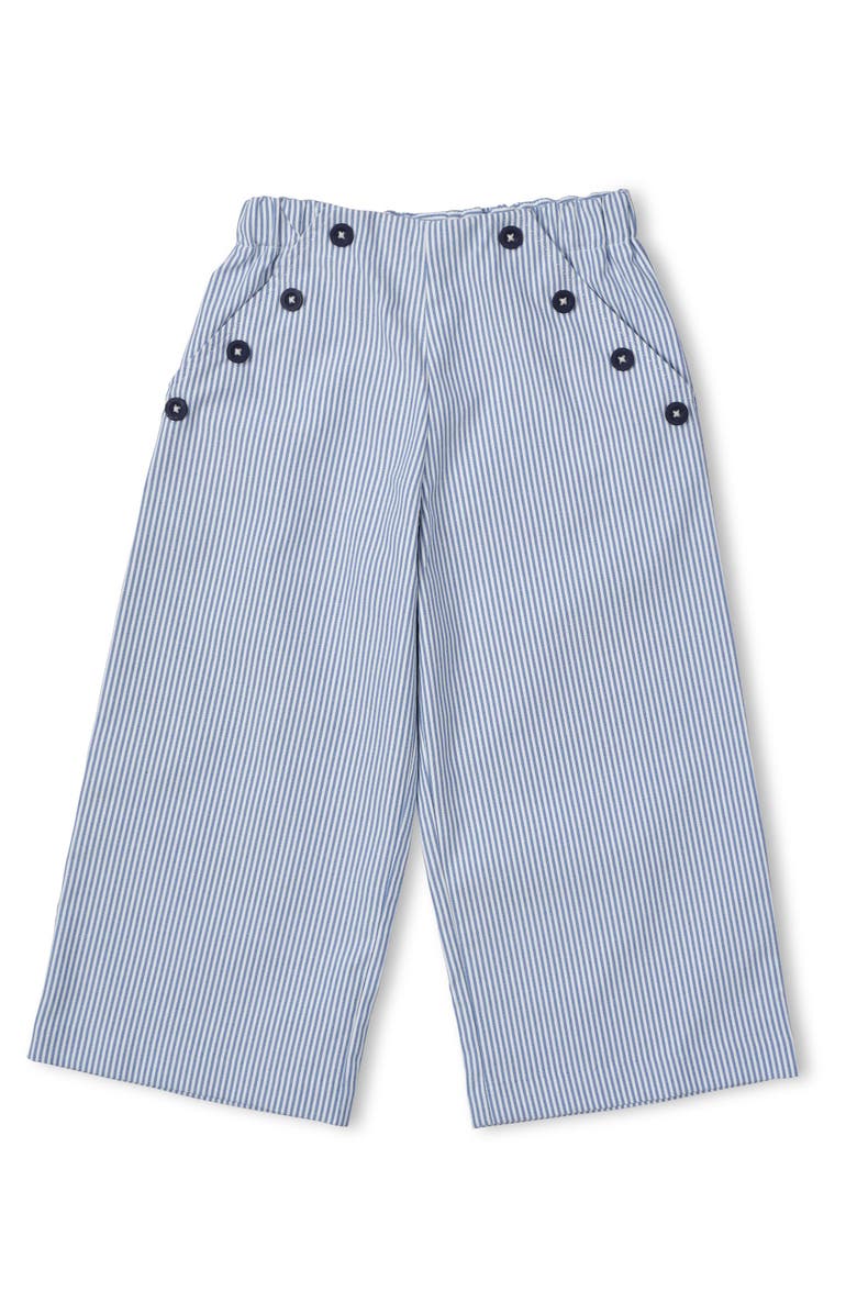 Florence Eiseman Stripe Button Front Pants, Main, color, Blue Seersucker