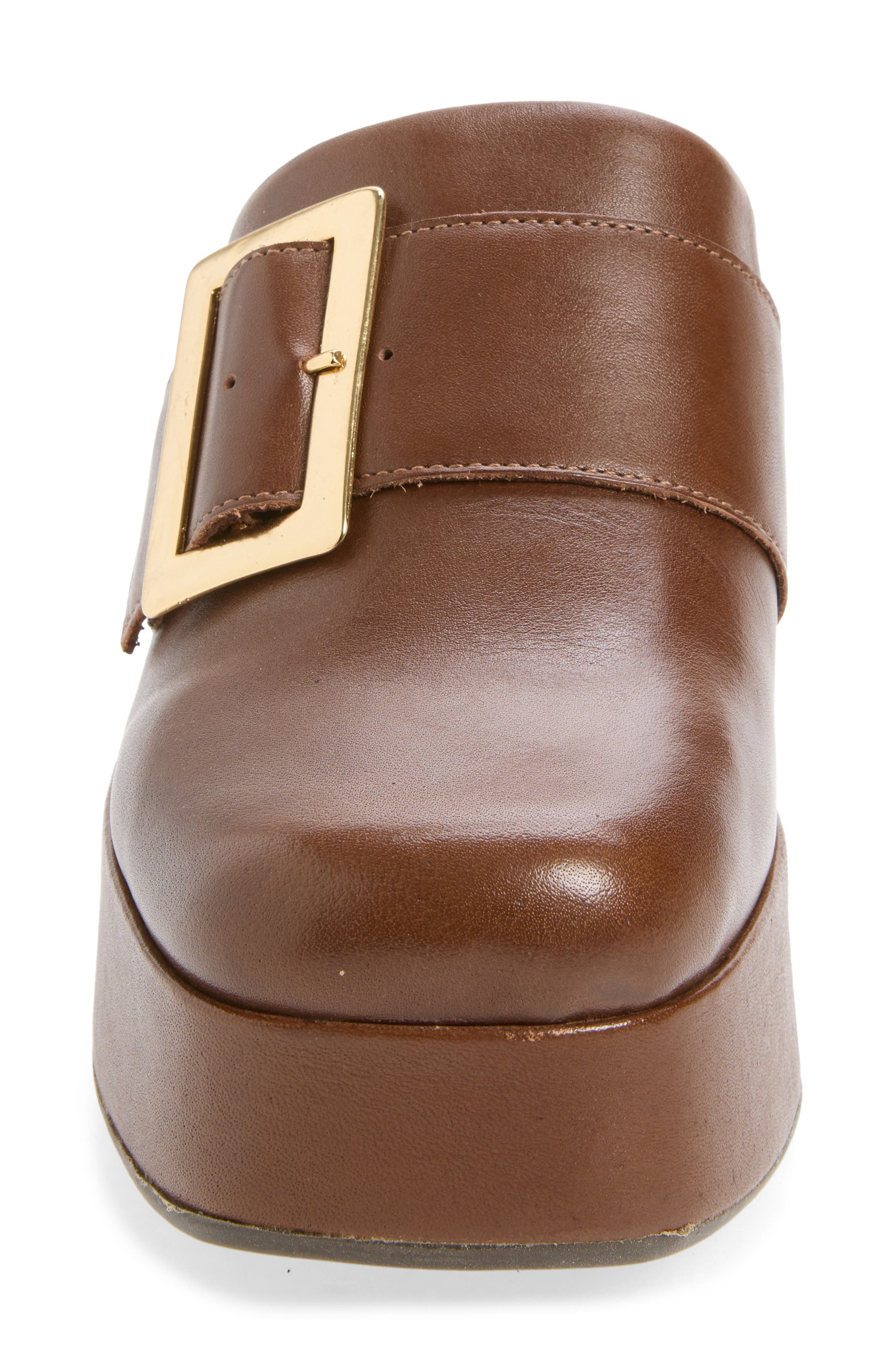 Haze Platform Mule, Alternate, color, BROWN LEATHER
