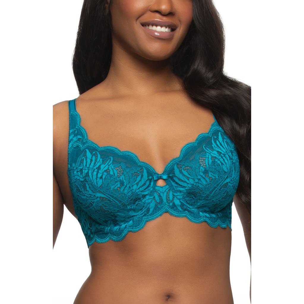 Felina Peridot Lace Unlined Underwire Bra In Blue