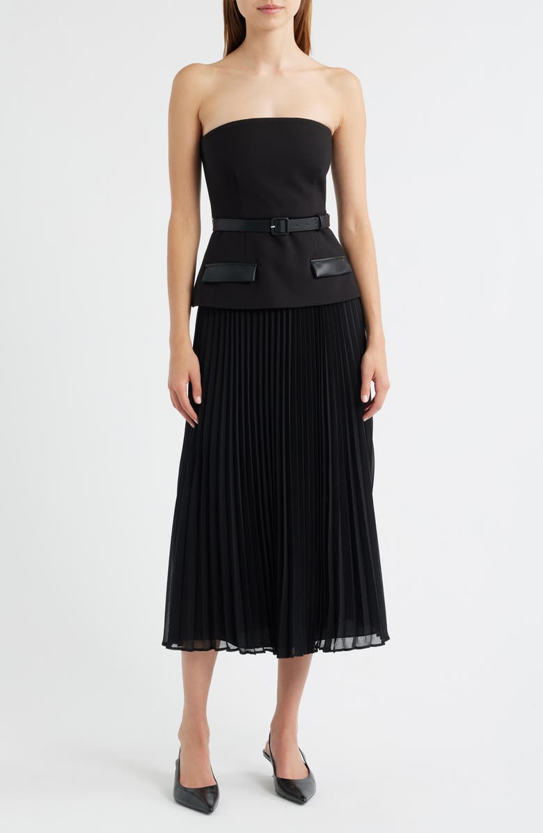 LIKELY Valora Strapless Midi Dress, Main, color, Black