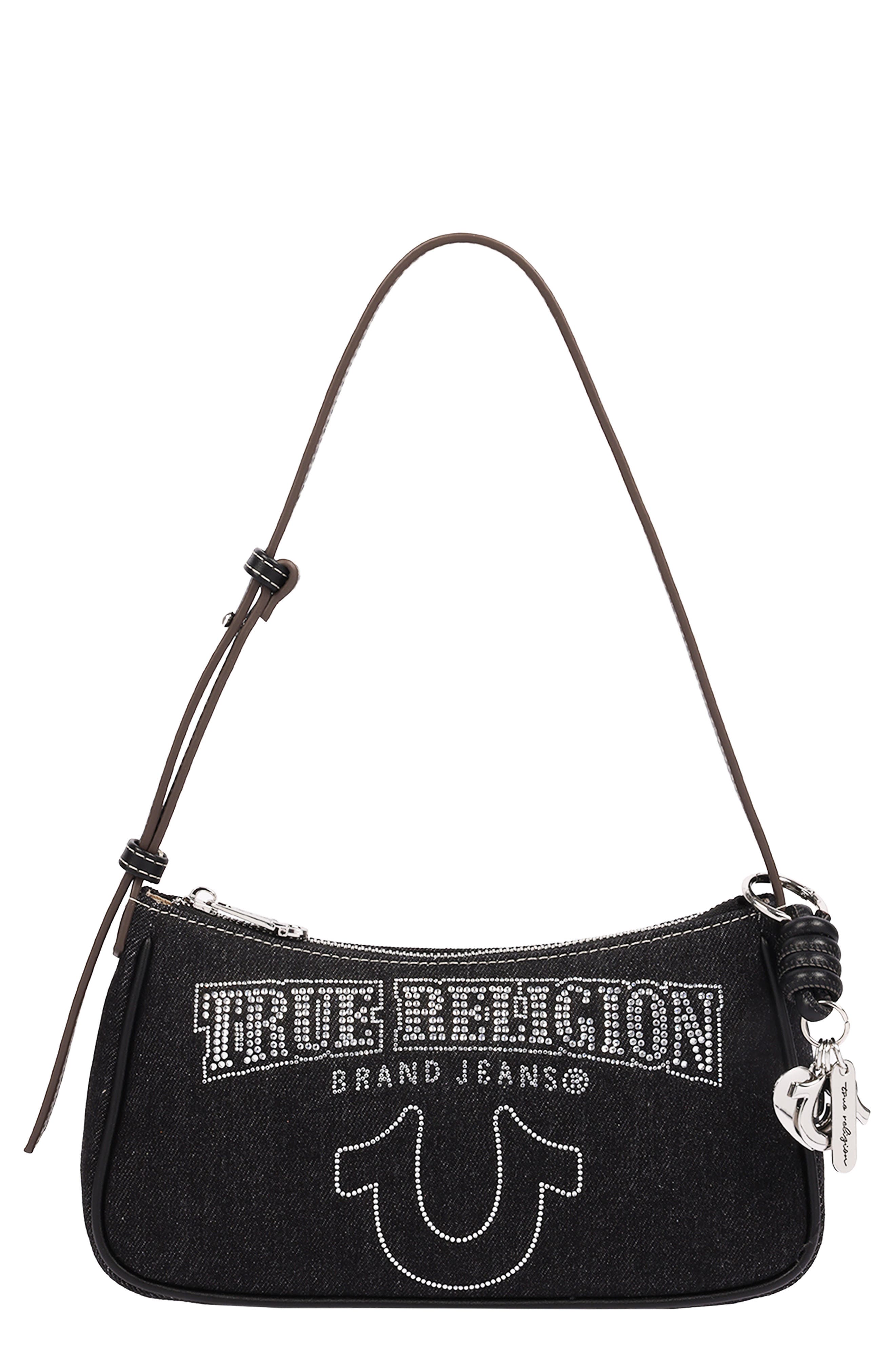 Bling Logo Denim Shoulder Bag