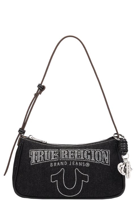 Bling Logo Denim Shoulder Bag