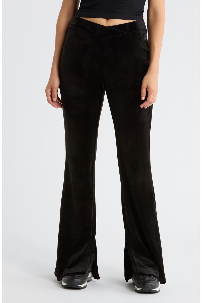 Velvet Flare Leg Pants, Main, color, LIQUORICE