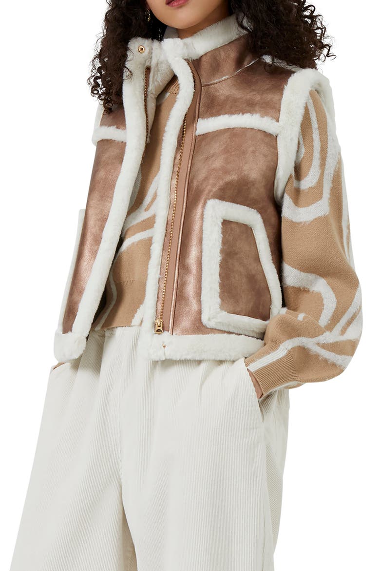 Balia Faux Fur Vest, Main, color, METALLIC-CREAM MULTI