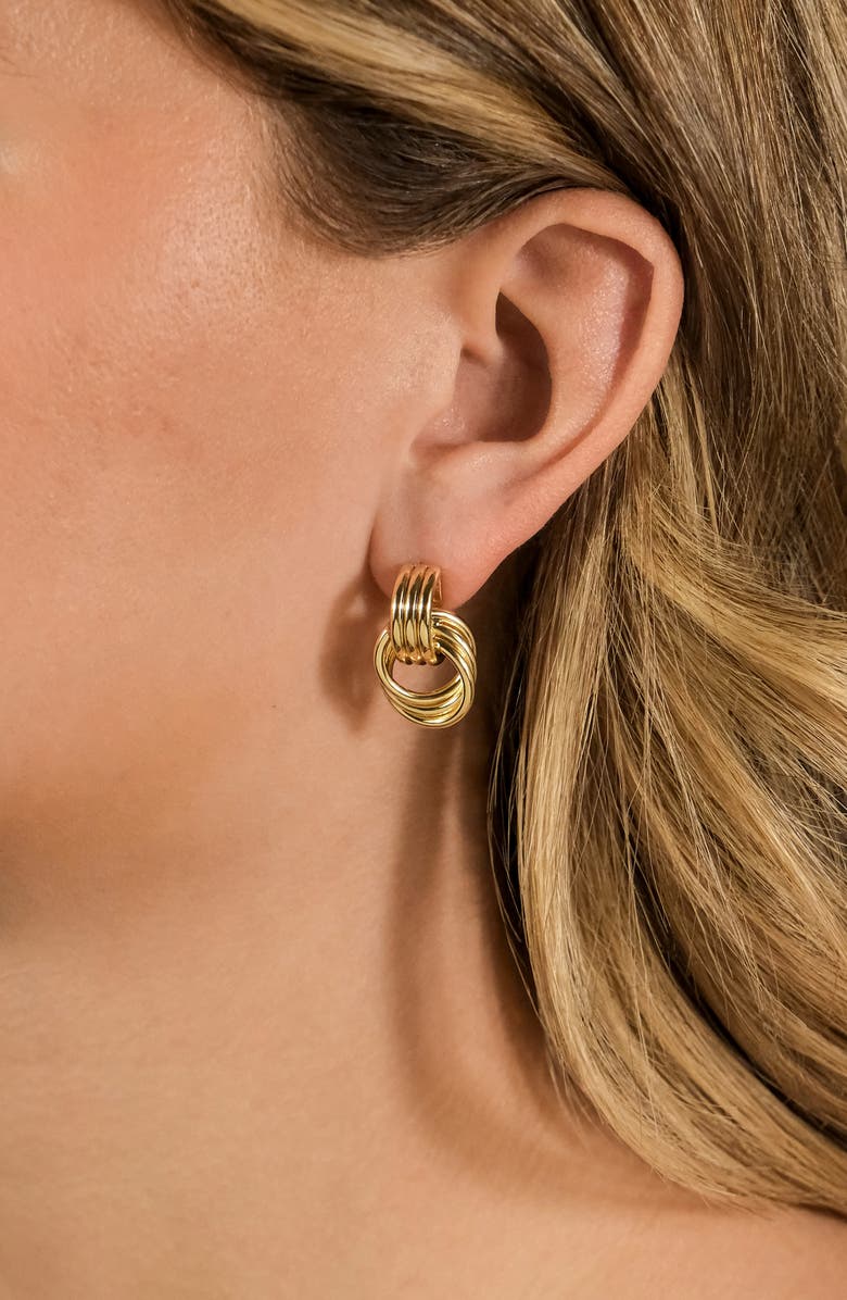 Sterling Forever Harvey Textured Door Knocker Earrings, Alternate, color, Gold