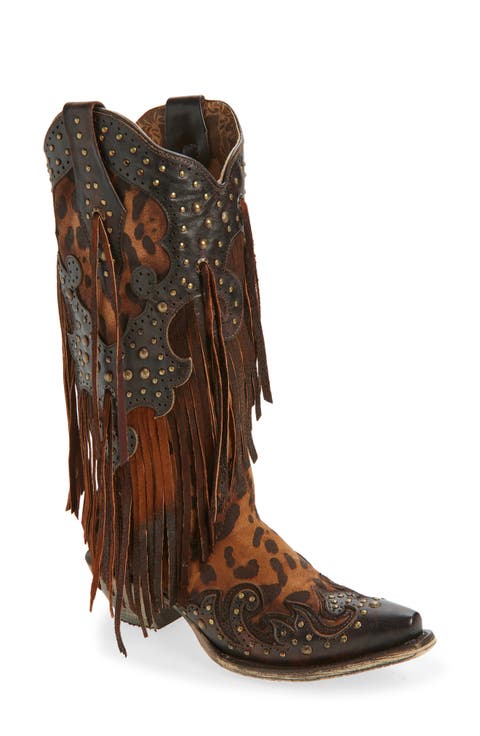 Fringe Overlay Western Boot (Women)