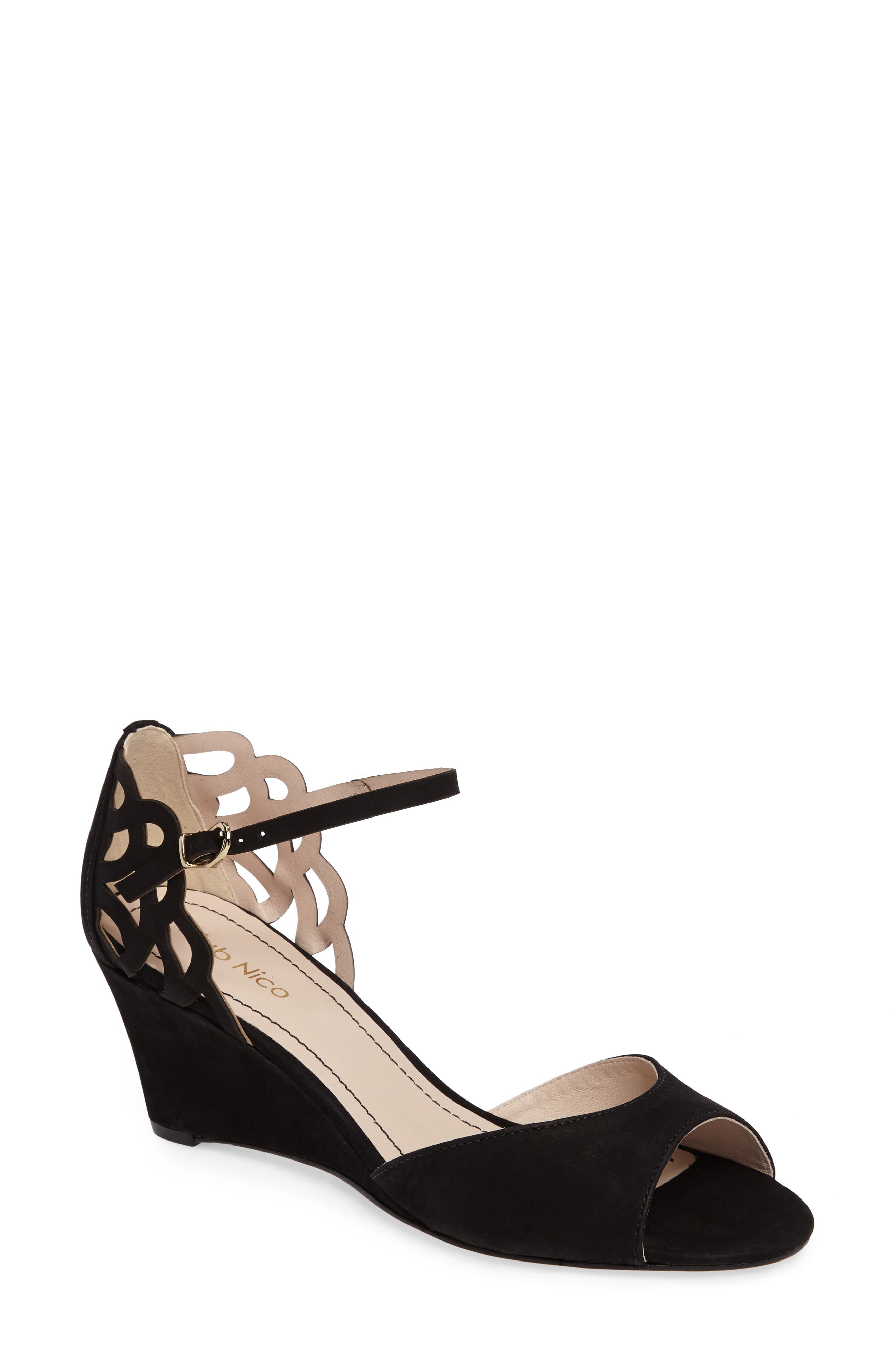 Karina Cutout Sandal, Main, color, BLACK NUBUCK LEATHER