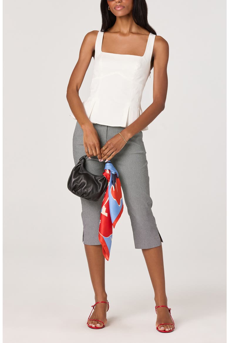 Viki Back Bow Stretch Cotton Peplum Top, Alternate, color, WHITE