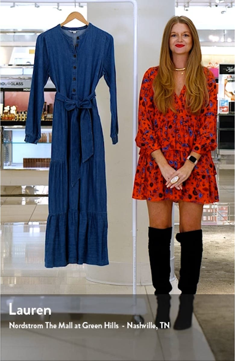 Alba Long Sleeve Tiered Denim Maxi Dress, sales video thumbnail