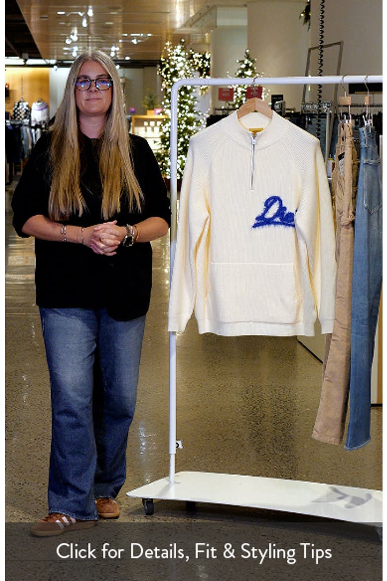 Fuzzy Logo Waffle Knit Quarter Zip Pullover video