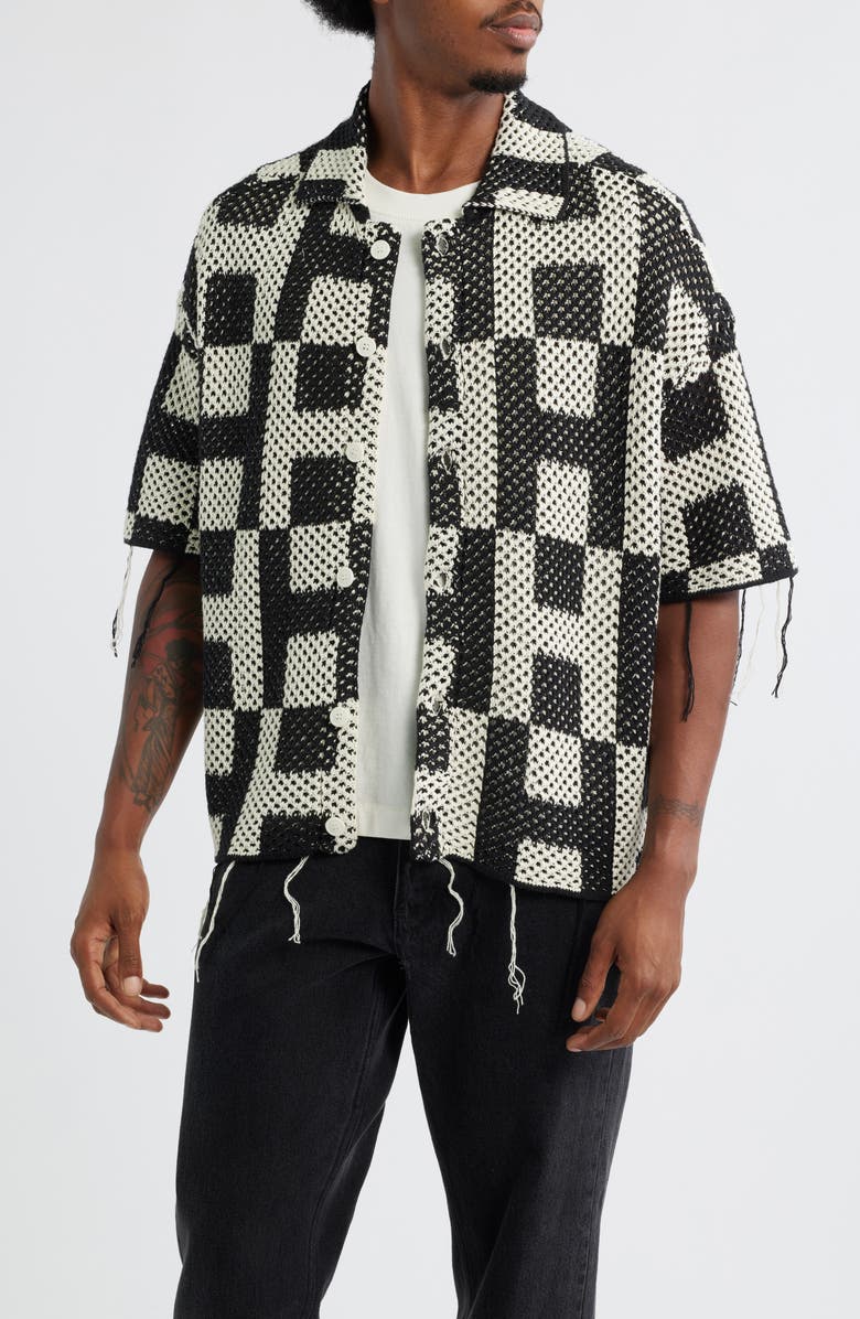 HONOR THE GIFT Fringe Open Stitch Button-Up Shirt, Main, color,