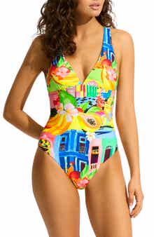 Seafolly Deep V-Neck One-Piece Swimsuit